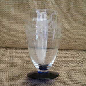 Vintage Louie Weston Wine Handblown Etched Glasses Set of 3